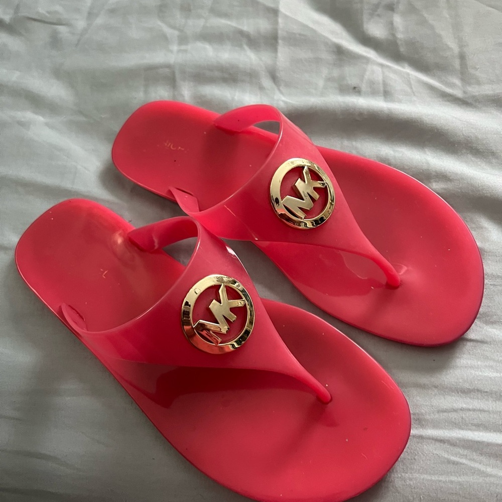 Michael Kors Red Sandals with Gold Logo